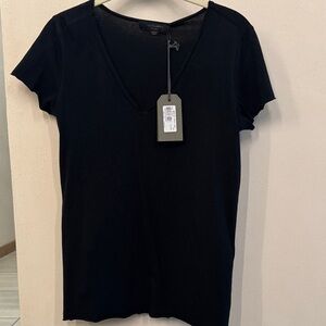 All Saints Black V-Neck Short Sleeve Tee